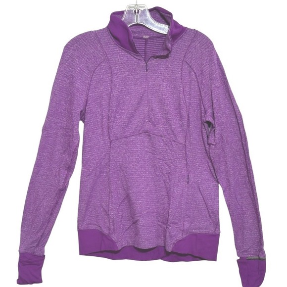 lululemon athletica Tops - Lululemon Womens Purple Textured Knit Half Zip Pullover Running Gorpcore Yoga 8